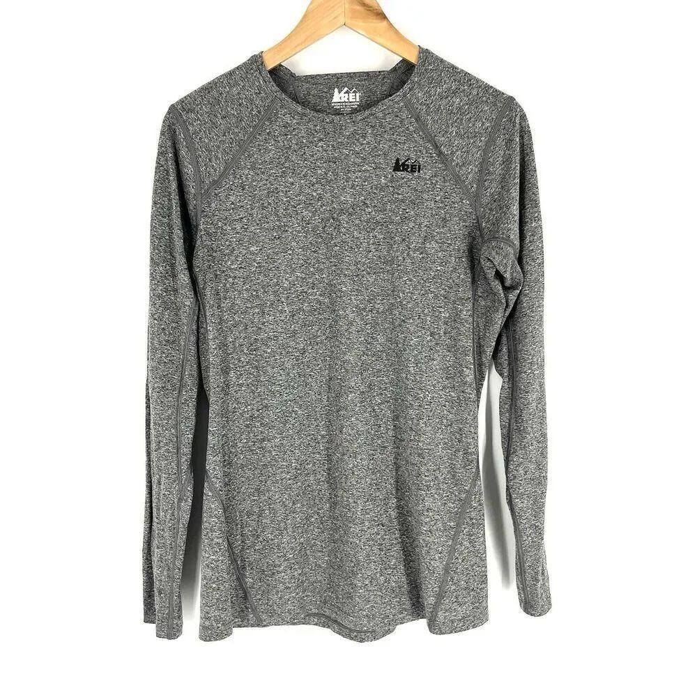 REI Co Op Top Size Large Womens Gray Long Sleeve Wicking Base Layer Shirt Hiking